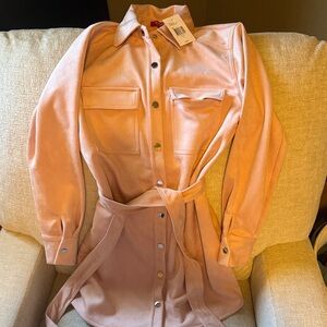 Guess Light Pink Suede Dress with Silver Accents